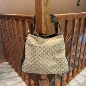 COACH 25625 Madison Op Art Phoebe Shoulder Bag Light Khaki/Champagne